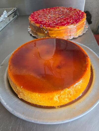 Flan close-up caramelo